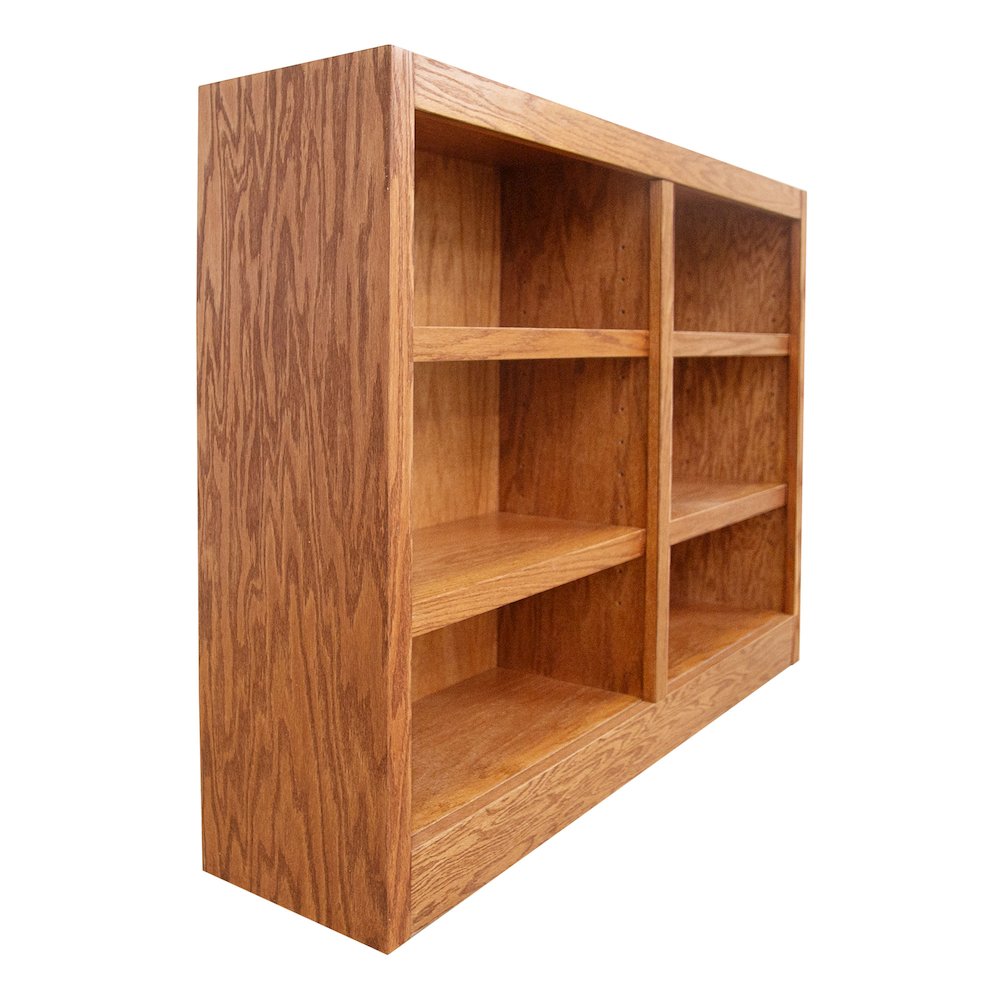 Concepts in Wood Double Wide Bookcase, 6 Shelves, Dry Oak Finish. Picture 2