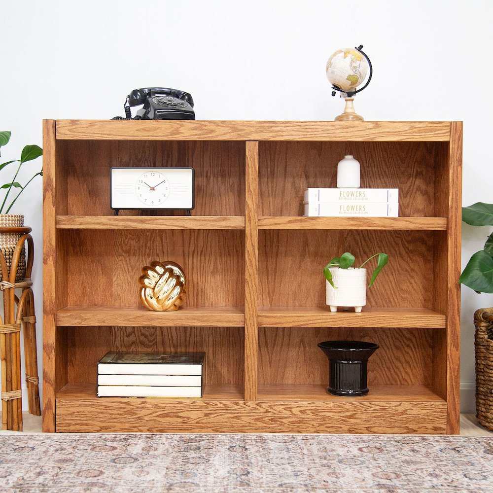 Concepts in Wood Double Wide Bookcase, 6 Shelves, Dry Oak Finish. Picture 7