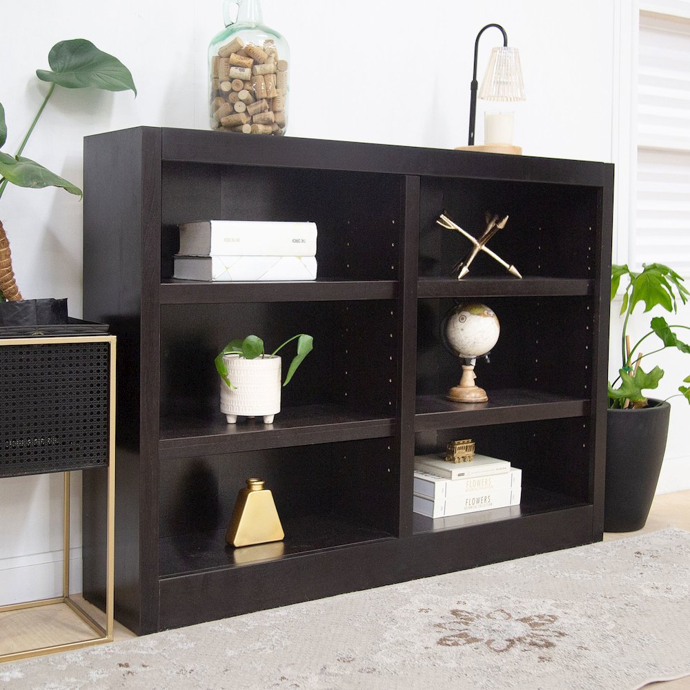 Concepts in Wood Double Wide Bookcase, 6 Shelves, Espresso Finish. Picture 5