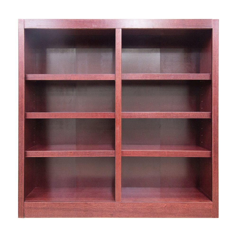 Concepts in Wood Double Wide Bookcase, 8 Shelves, Cherry Finish. Picture 1