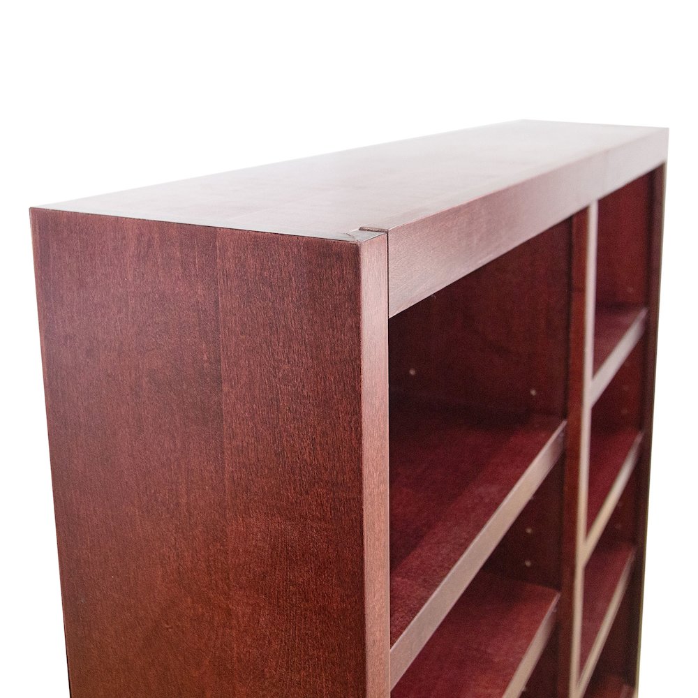 Concepts in Wood Double Wide Bookcase, 8 Shelves, Cherry Finish. Picture 3