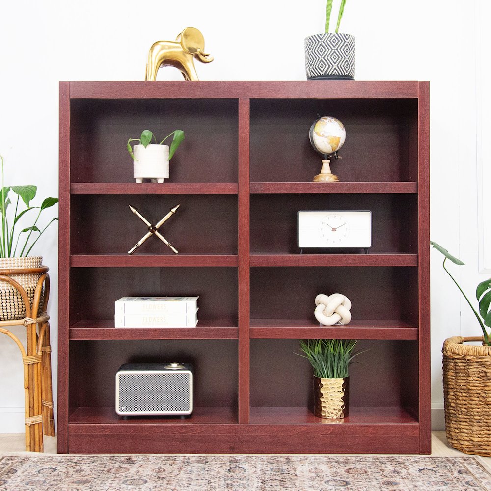Concepts in Wood Double Wide Bookcase, 8 Shelves, Cherry Finish. Picture 7