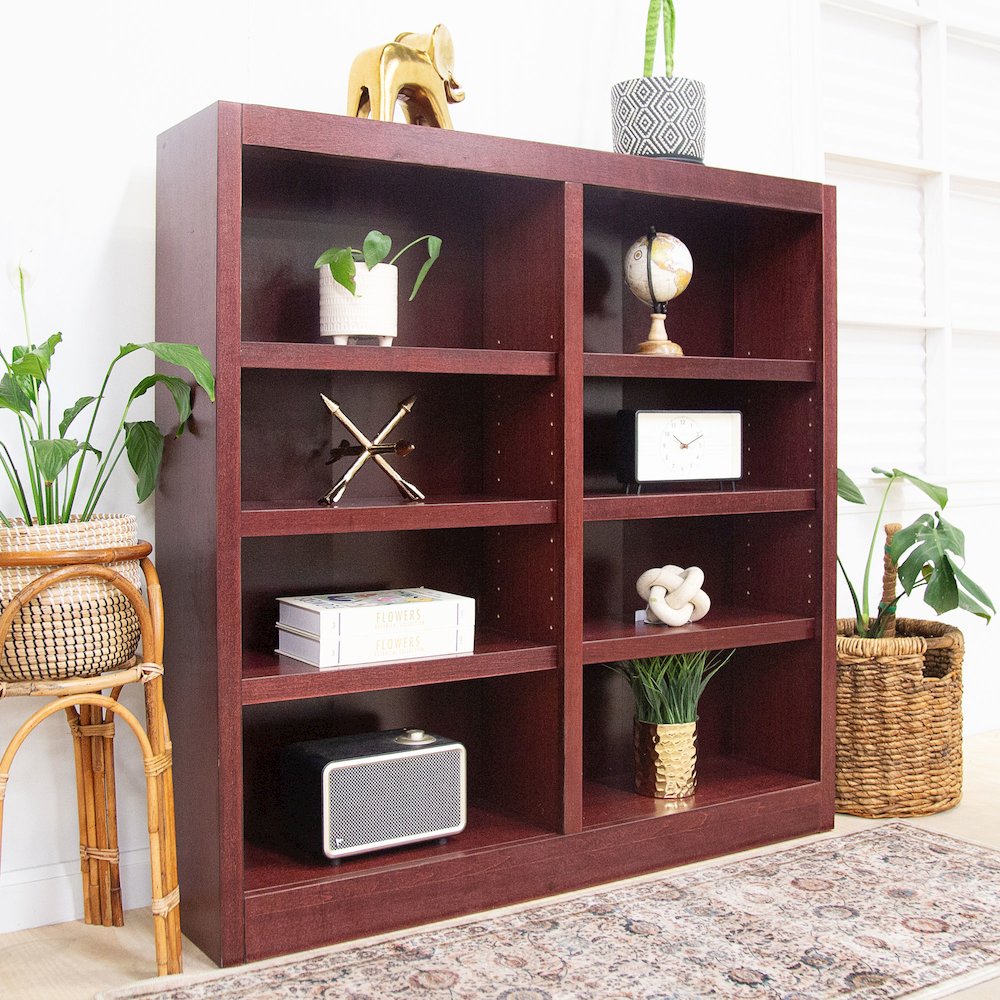 Concepts in Wood Double Wide Bookcase, 8 Shelves, Cherry Finish. Picture 5