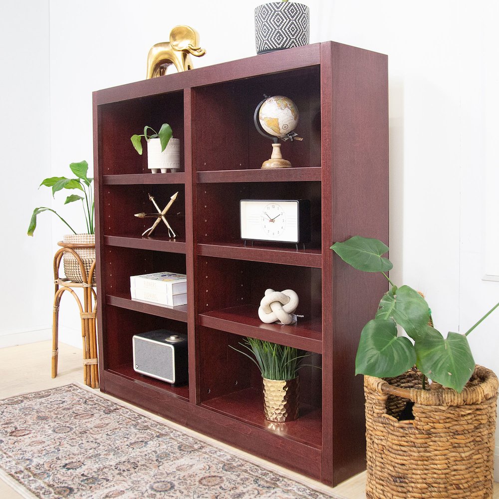 Concepts in Wood Double Wide Bookcase, 8 Shelves, Cherry Finish. Picture 6
