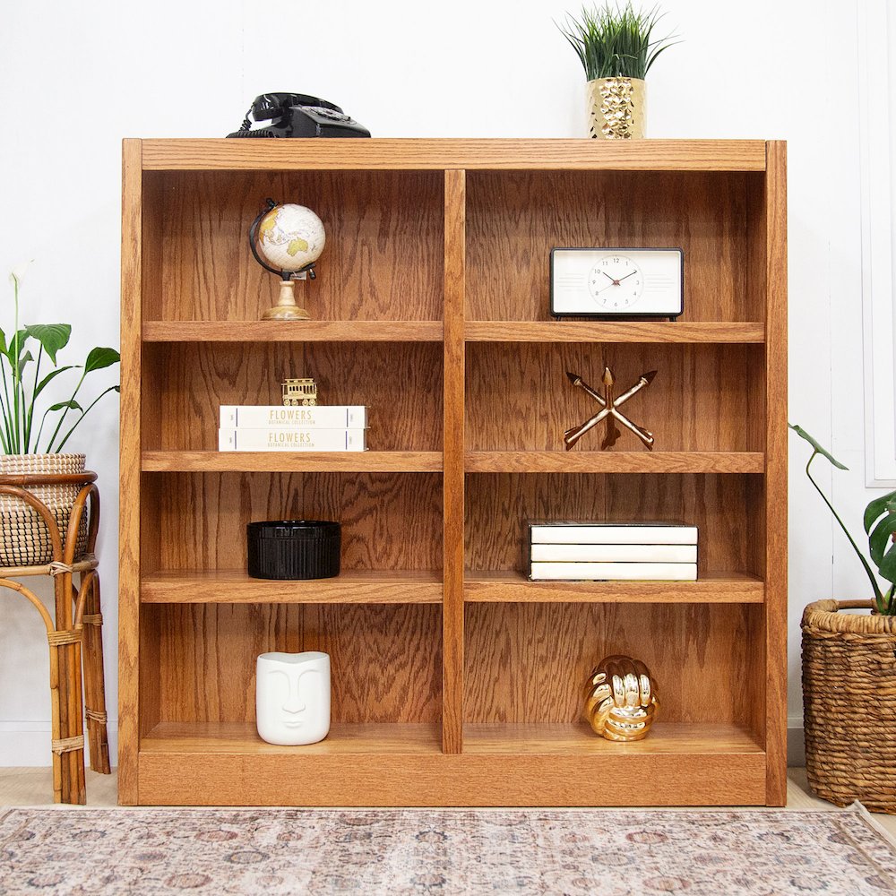 Concepts in Wood Double Wide Bookcase, 8 Shelves, Dry Oak Finish. Picture 7