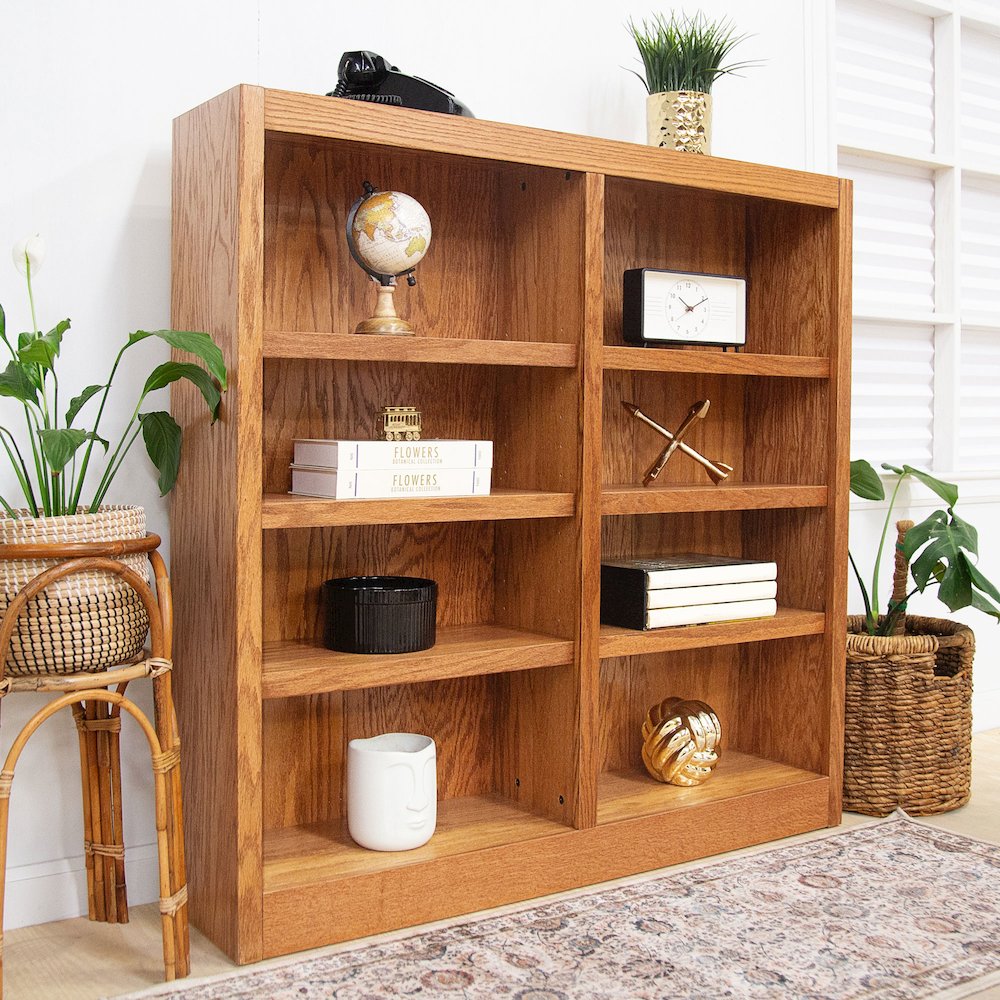 Concepts in Wood Double Wide Bookcase, 8 Shelves, Dry Oak Finish. Picture 5