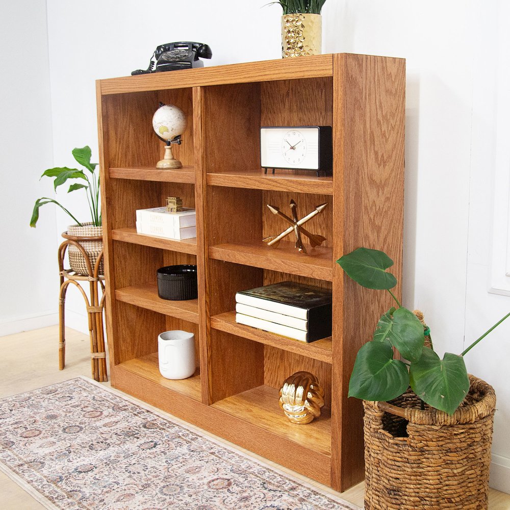 Concepts in Wood Double Wide Bookcase, 8 Shelves, Dry Oak Finish. Picture 6