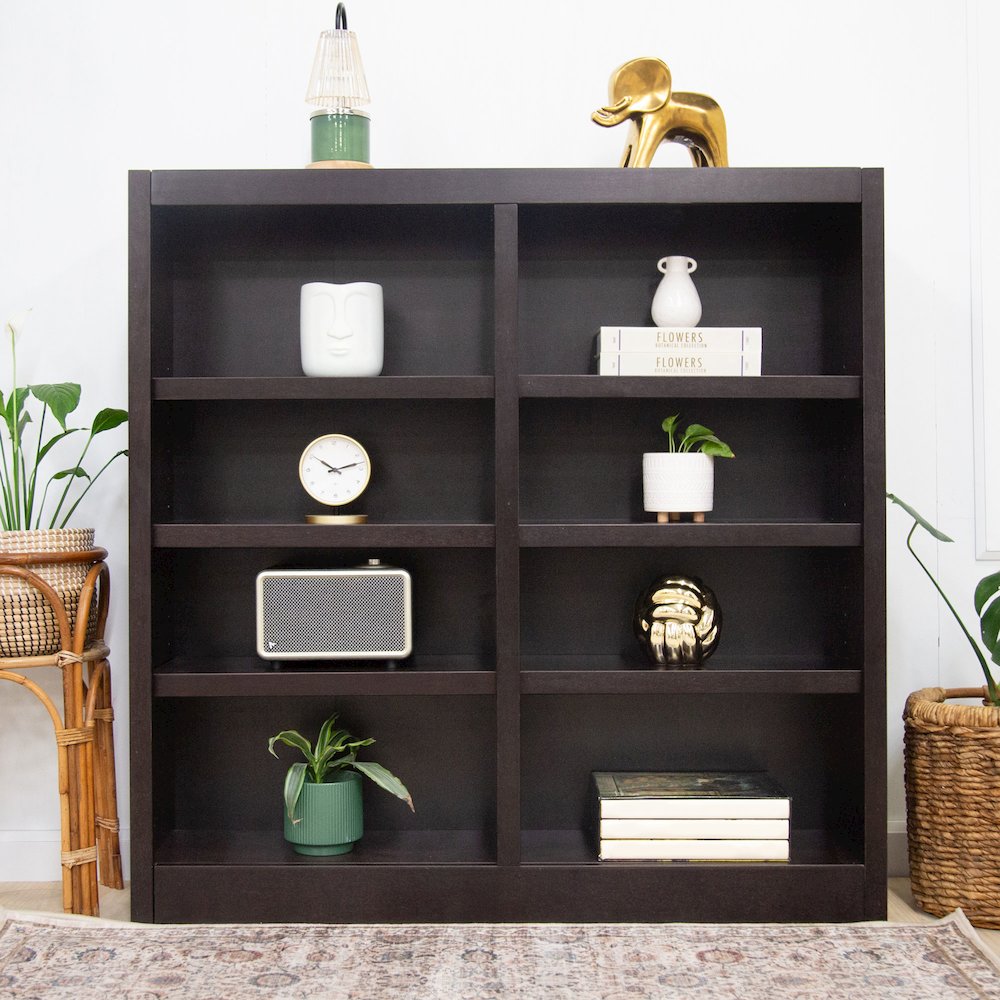 Concepts in Wood Double Wide Bookcase, 8 Shelves, Espresso Finish. Picture 7