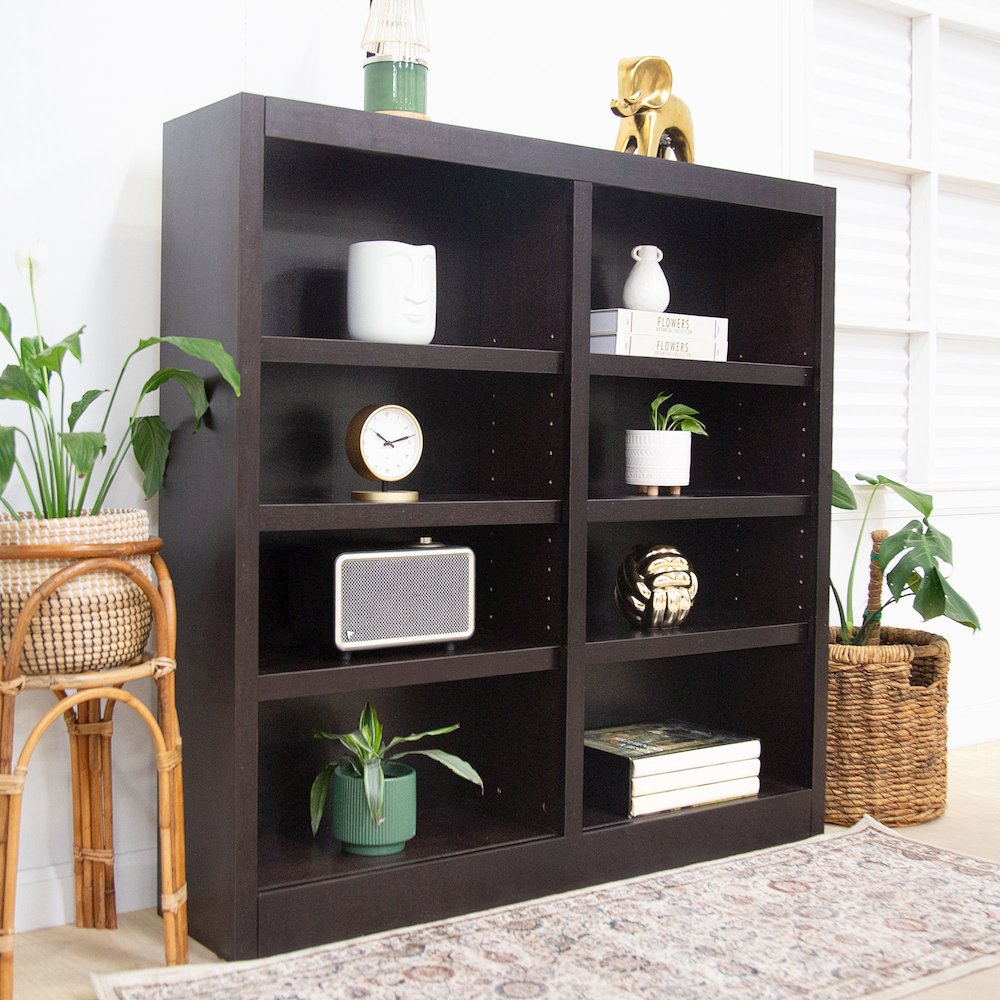 Concepts in Wood Double Wide Bookcase, 8 Shelves, Espresso Finish. Picture 5