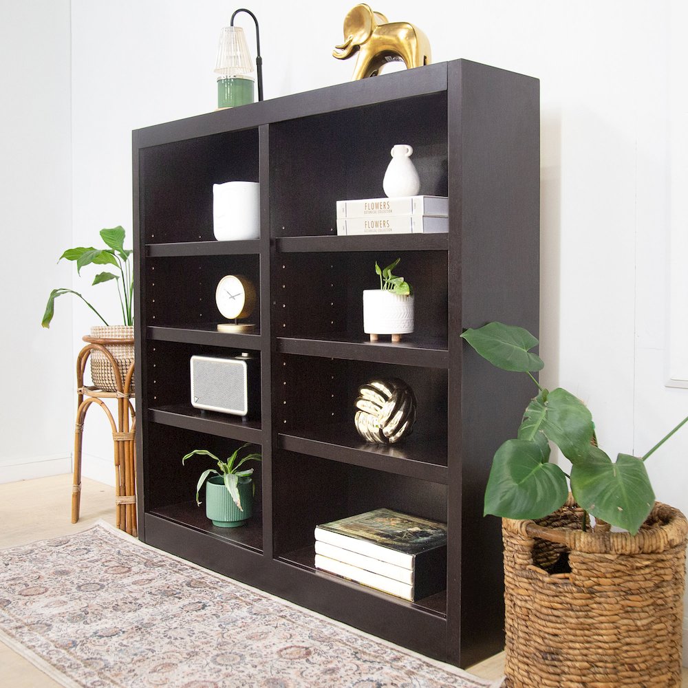 Concepts in Wood Double Wide Bookcase, 8 Shelves, Espresso Finish. Picture 6
