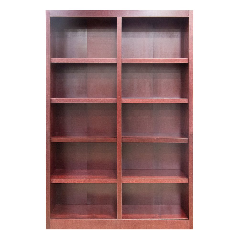 Concepts in Wood Double Wide Bookcase, 10 Shelves, Cherry Finish. Picture 1