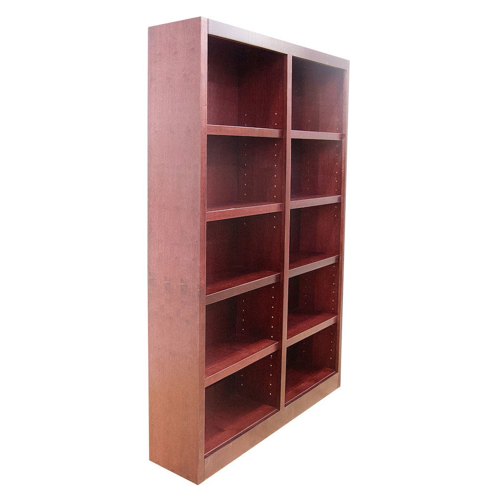 Concepts in Wood Double Wide Bookcase, 10 Shelves, Cherry Finish. Picture 2