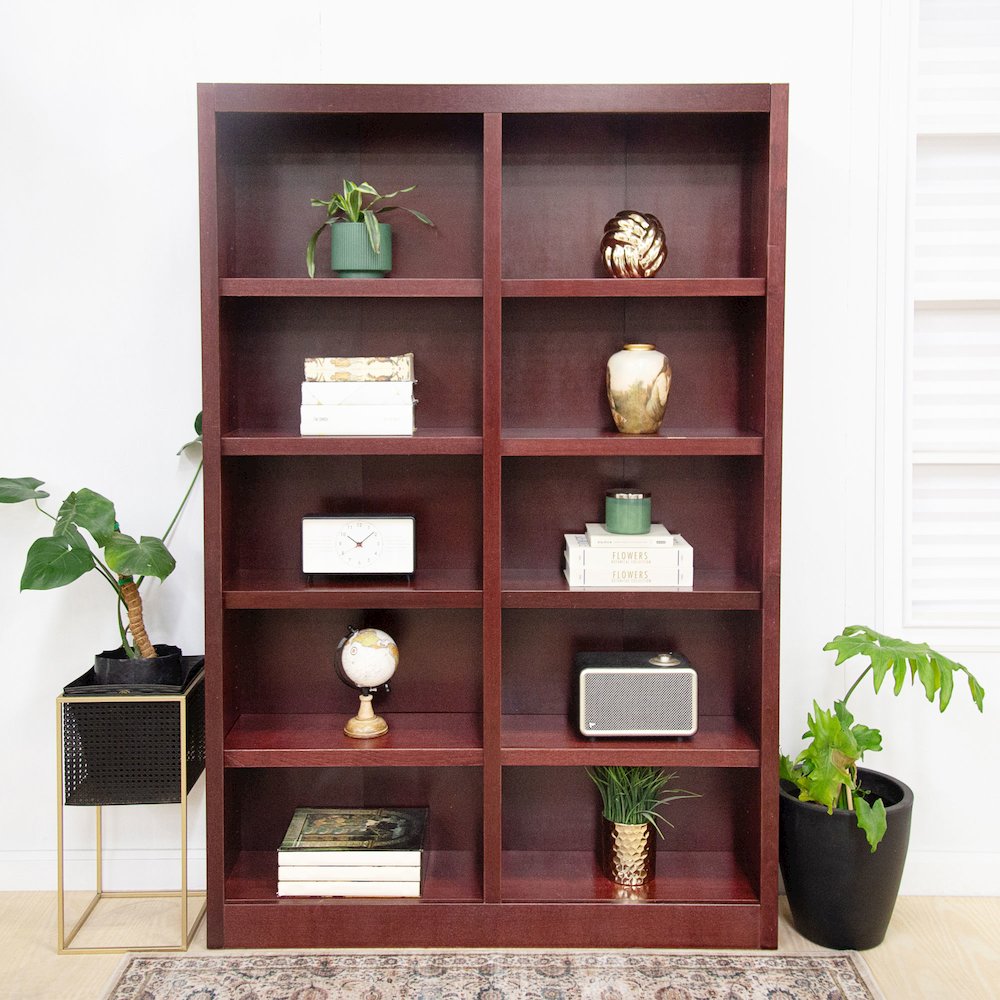 Concepts in Wood Double Wide Bookcase, 10 Shelves, Cherry Finish. Picture 7