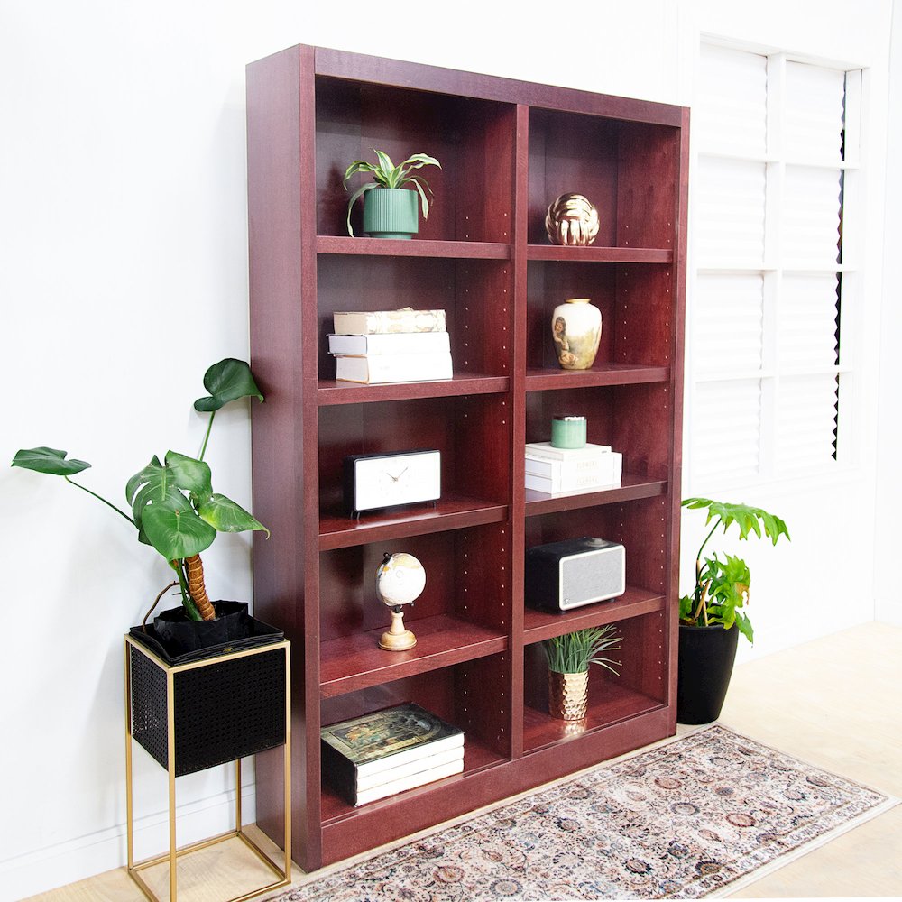 Concepts in Wood Double Wide Bookcase, 10 Shelves, Cherry Finish. Picture 5