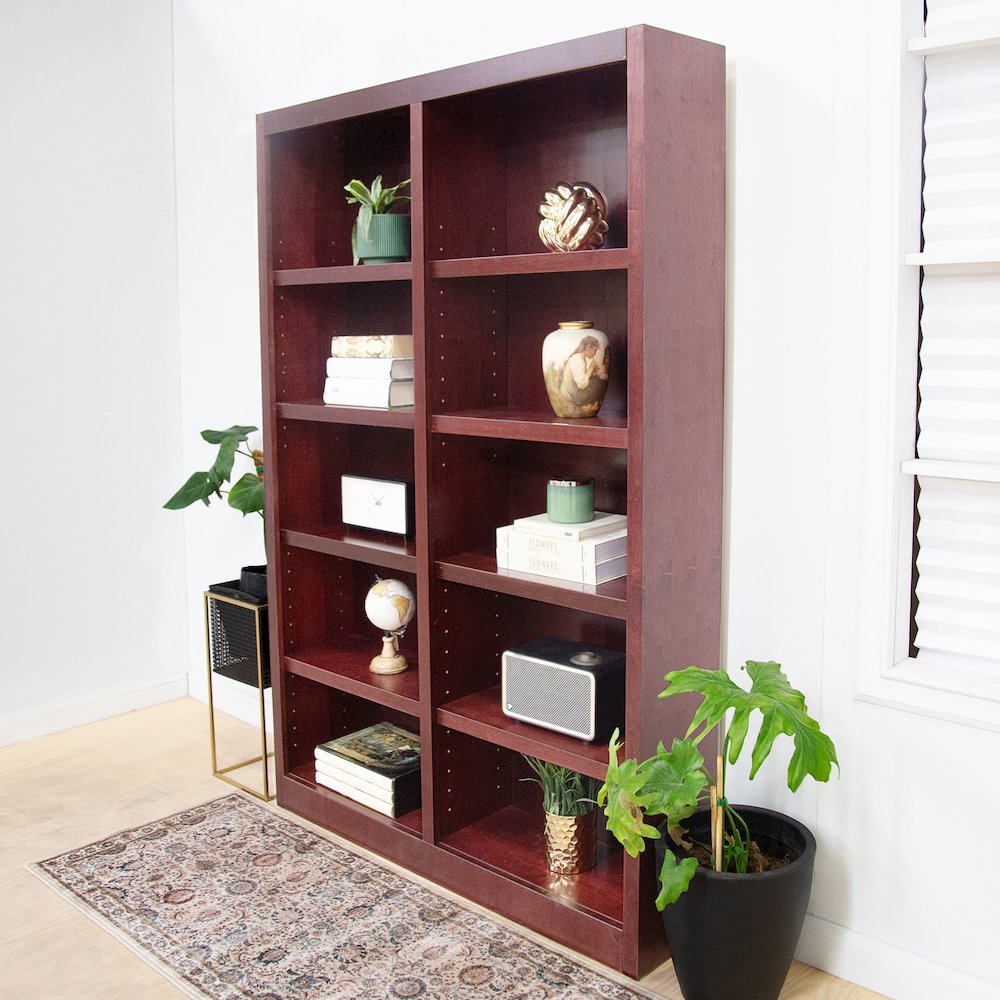 Concepts in Wood Double Wide Bookcase, 10 Shelves, Cherry Finish. Picture 6