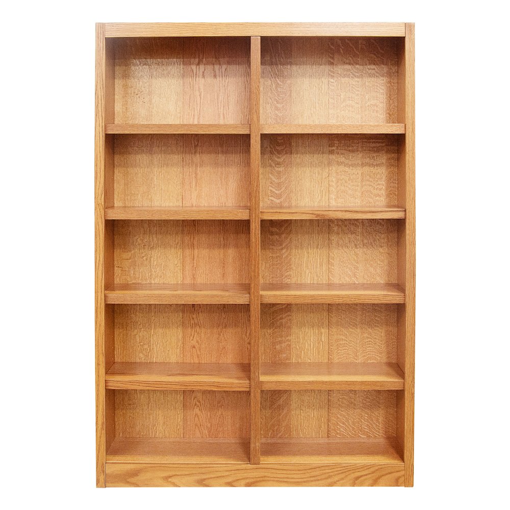 Concepts in Wood Double Wide Bookcase, 10 Shelves, Dry Oak Finish. Picture 1