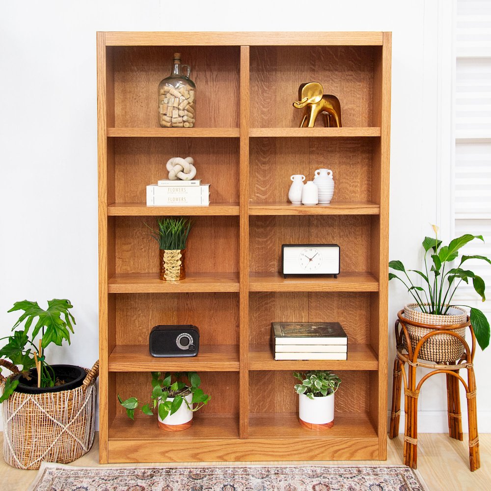 Concepts in Wood Double Wide Bookcase, 10 Shelves, Dry Oak Finish. Picture 7
