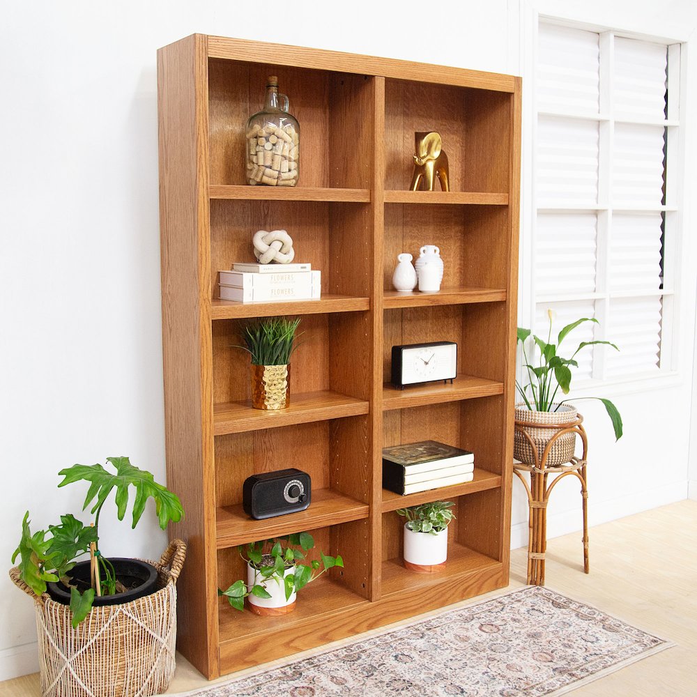 Concepts in Wood Double Wide Bookcase, 10 Shelves, Dry Oak Finish. Picture 5