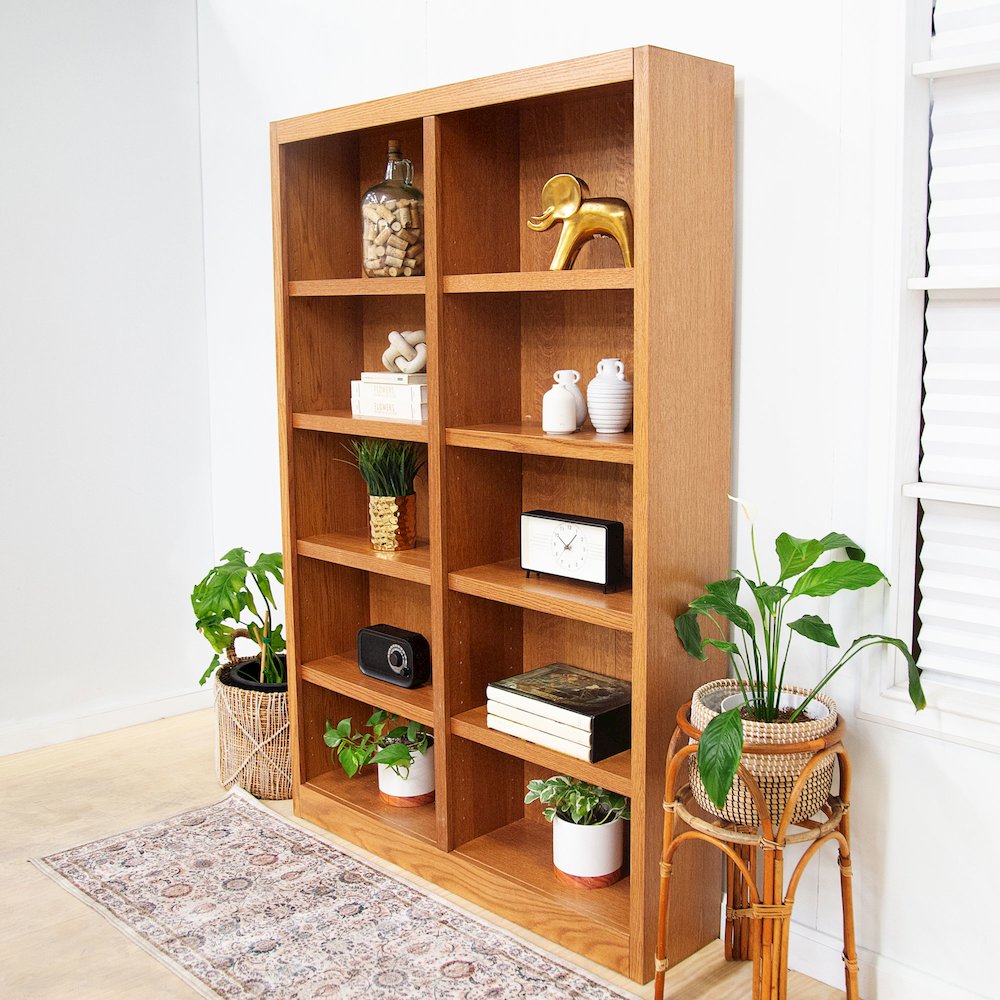Concepts in Wood Double Wide Bookcase, 10 Shelves, Dry Oak Finish. Picture 6