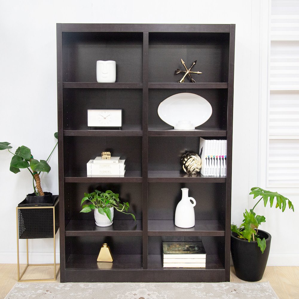 Concepts in Wood Double Wide Bookcase, 10 Shelves, Espresso Finish. Picture 7