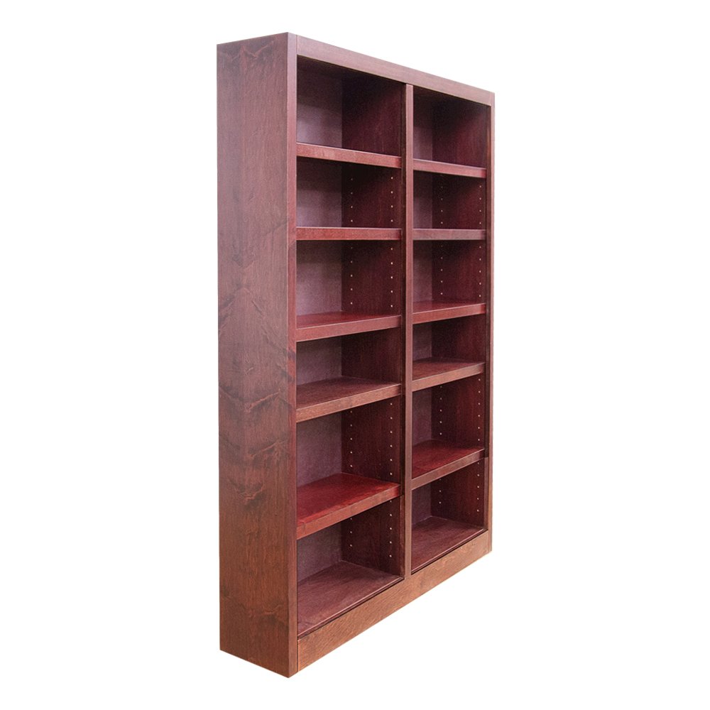 Concepts in Wood Double Wide Bookcase, 12 Shelves, Cherry Finish. Picture 3