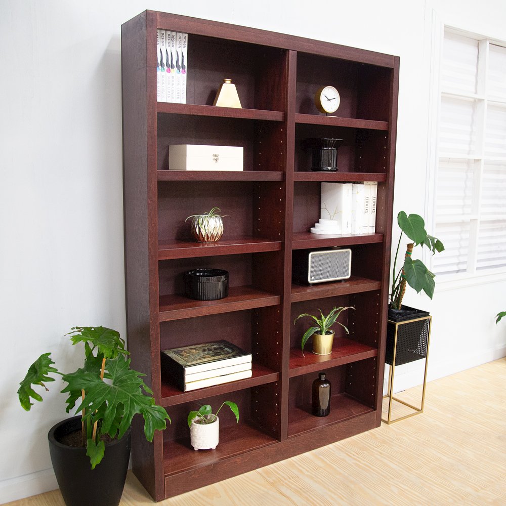 Concepts in Wood Double Wide Bookcase, 12 Shelves, Cherry Finish. Picture 6