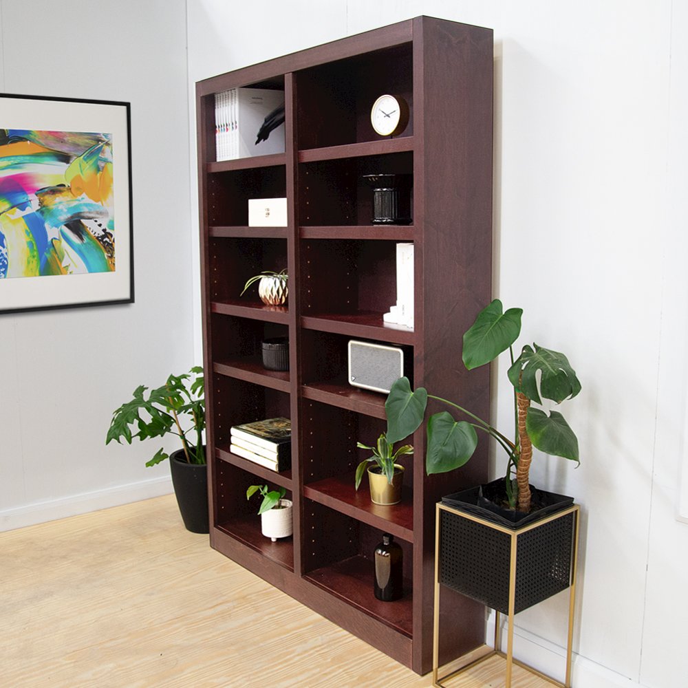 Concepts in Wood Double Wide Bookcase, 12 Shelves, Cherry Finish. Picture 7