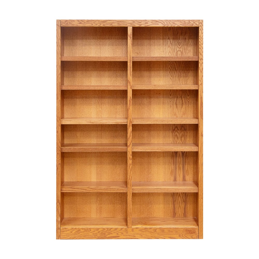 Concepts in Wood Double Wide Bookcase, 12 Shelves, Dry Oak Finish. Picture 1