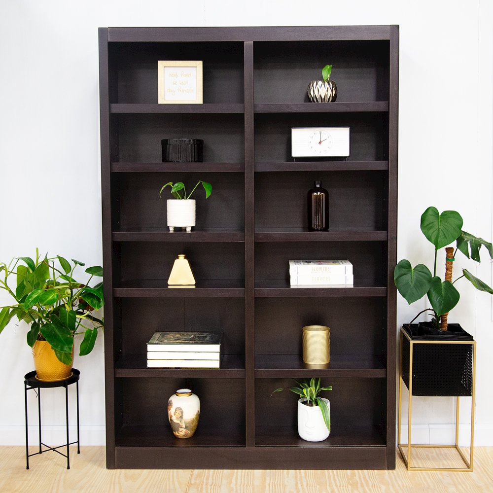 Concepts in Wood Double Wide Bookcase, 12 Shelves, Espresso Finish. Picture 2