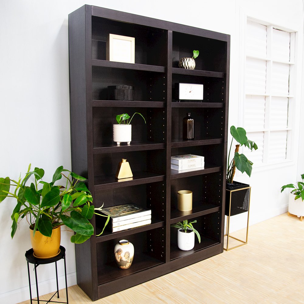 Concepts in Wood Double Wide Bookcase, 12 Shelves, Espresso Finish. Picture 6