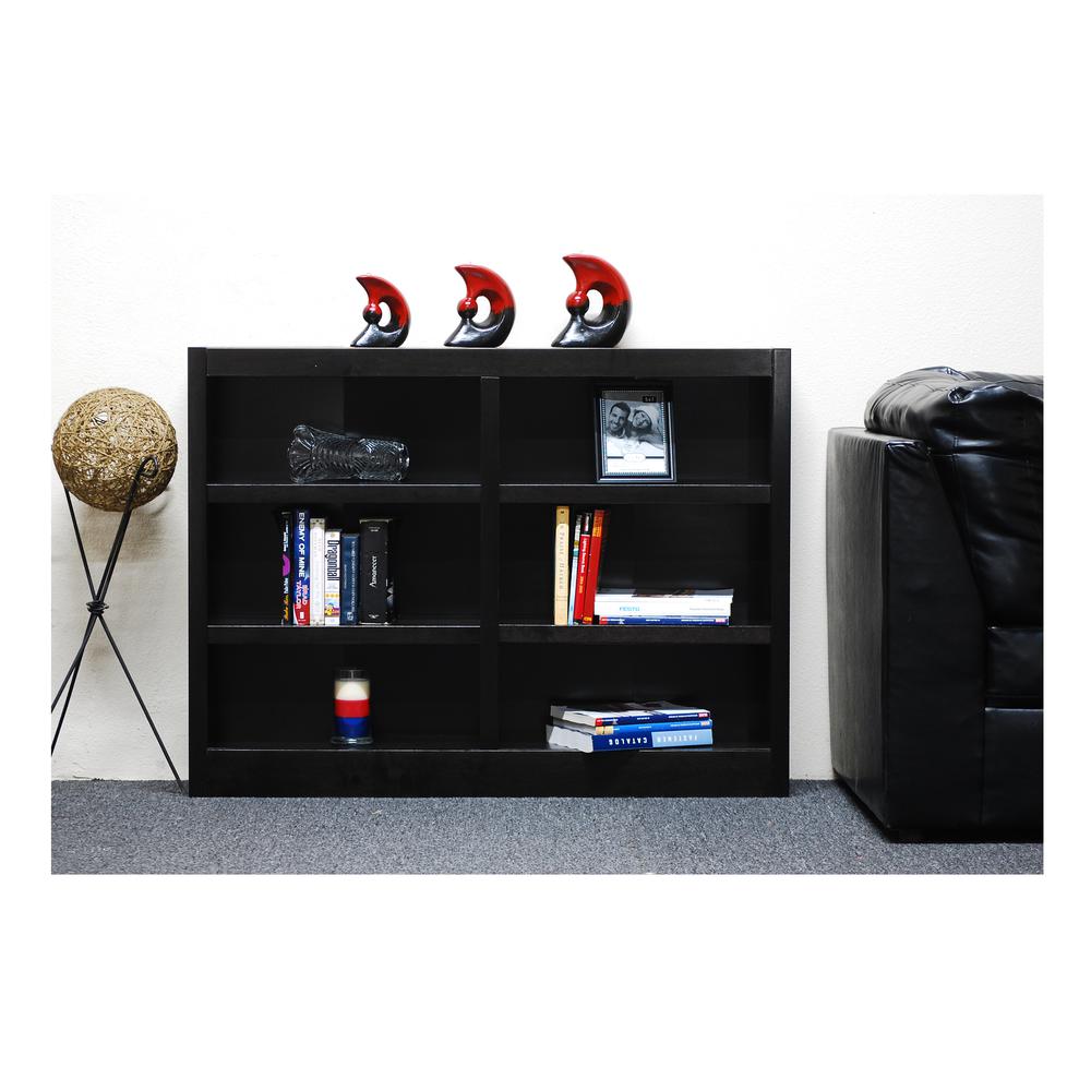 Concepts in Wood Double Wide Bookcase, 6 Shelves, Espresso Finish. Picture 1