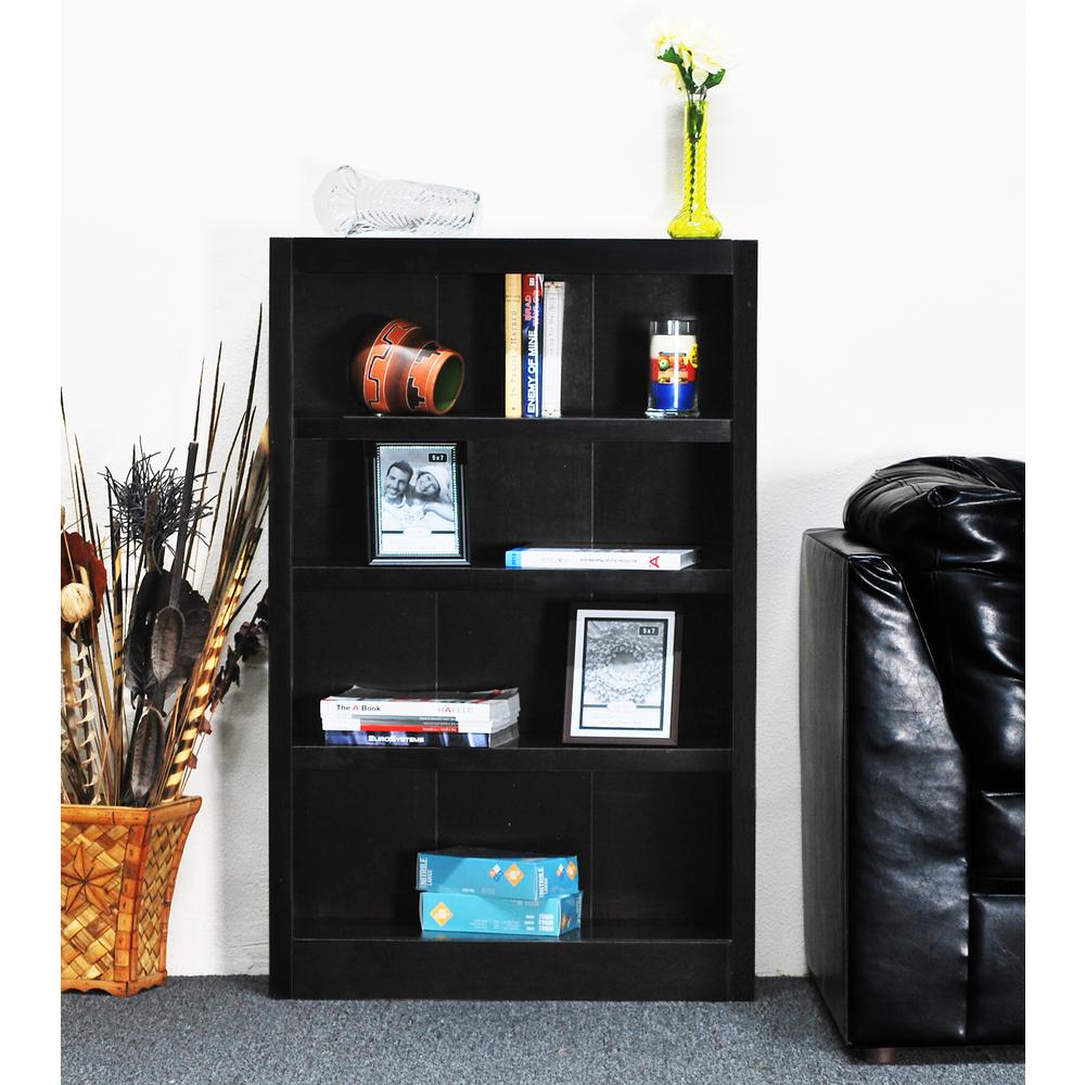 Concepts in Wood Single Wide Bookcase, 4 Shelves, Espresso Finish. Picture 4