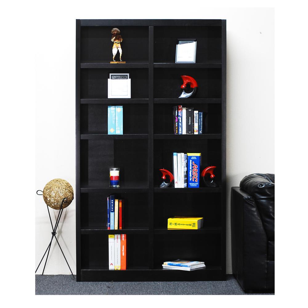 Concepts in Wood Double Wide Bookcase, 12 Shelves, Espresso Finish. Picture 1