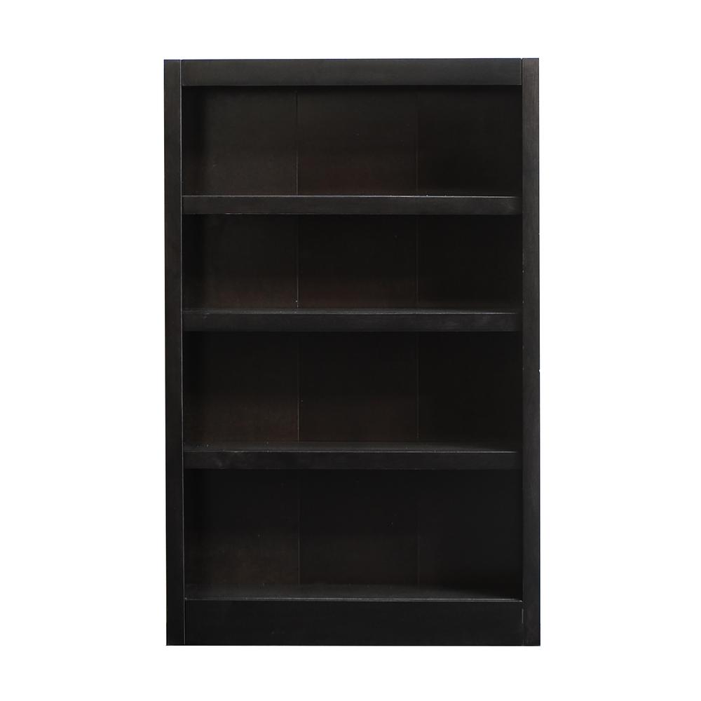 Concepts in Wood Single Wide Bookcase, 4 Shelves, Espresso Finish. Picture 1