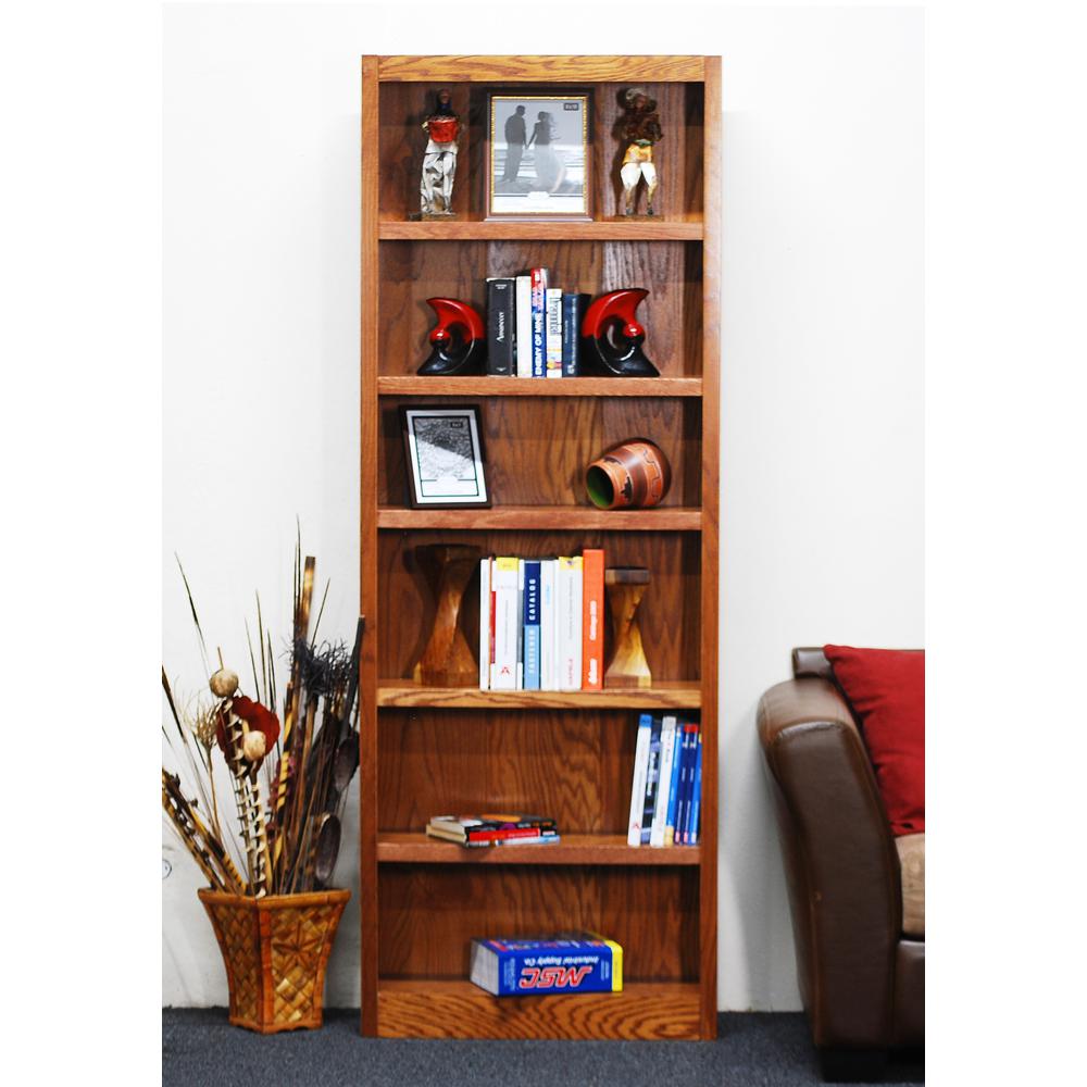 Concepts in Wood Single Wide Bookcase, 6 Shelves, Dry Oak Finish. Picture 1