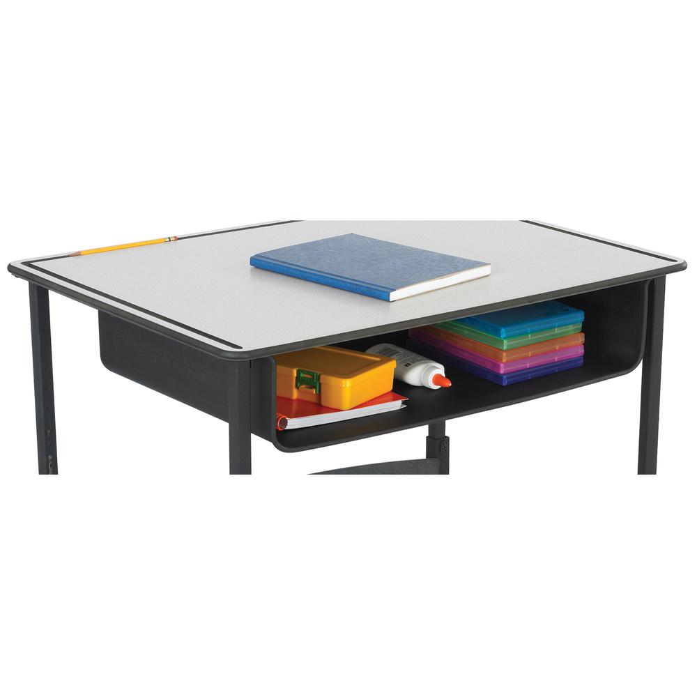 Safco AlphaBetter Adjustable-Height Desk Book Box - 22" Width x 15" Depth x 4.8" Height - Steel - Black Powder Coat. Picture 1