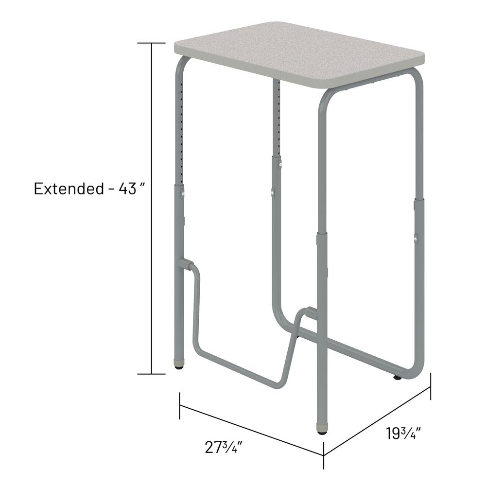 AlphaBetter®  2.0 Height – Adjustable Student Desk with Pendulum Bar 29”-43” - Gray. Picture 3