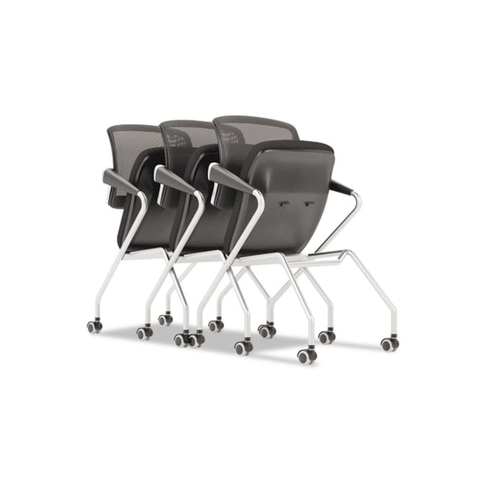 Valoré Training Series Mid-Back Nesting Chair, Mesh/Fabric, Black, 2/Carton. Picture 4
