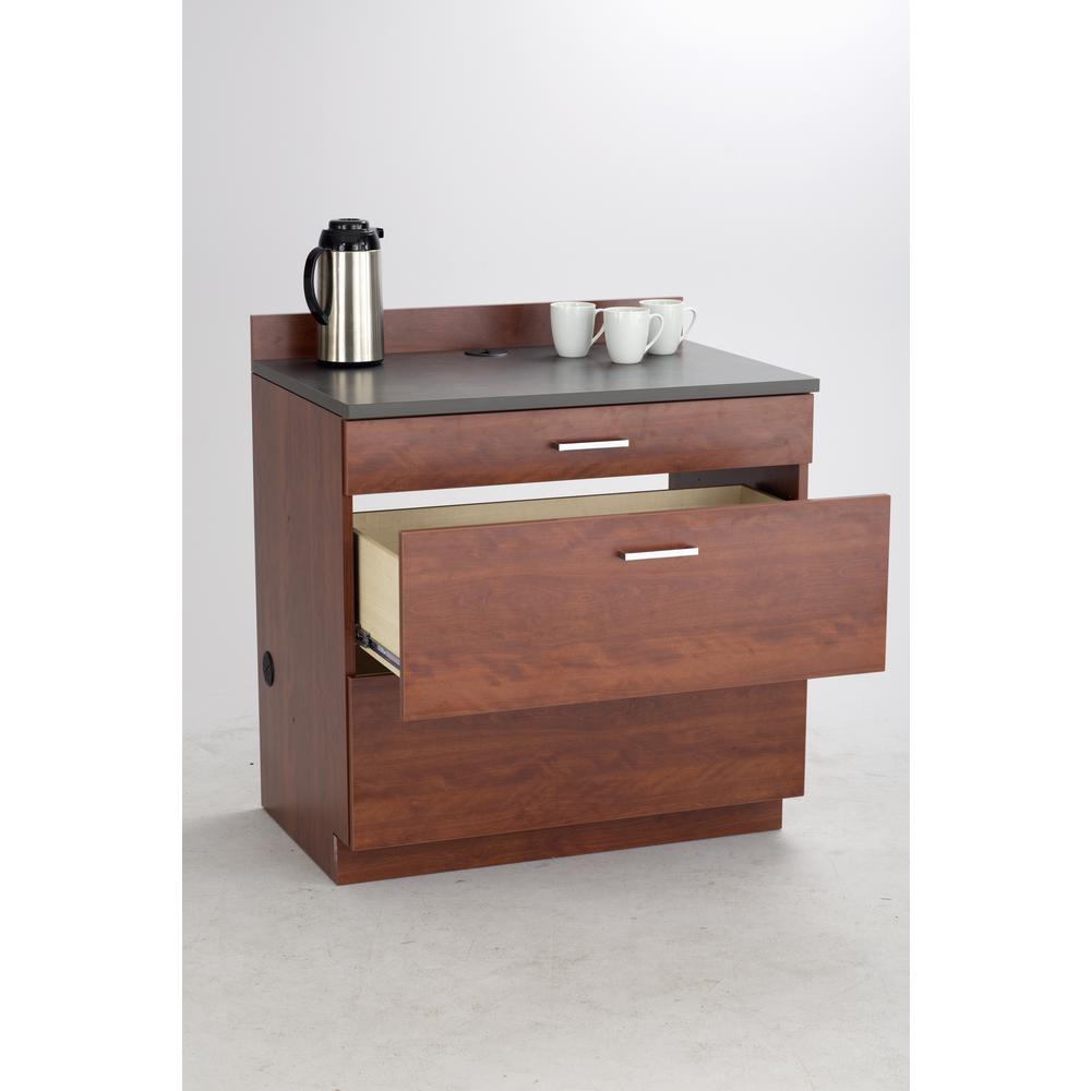 Hospitality Base Cabinet, Three Drawer Rustic Slate/Mahogany. Picture 8