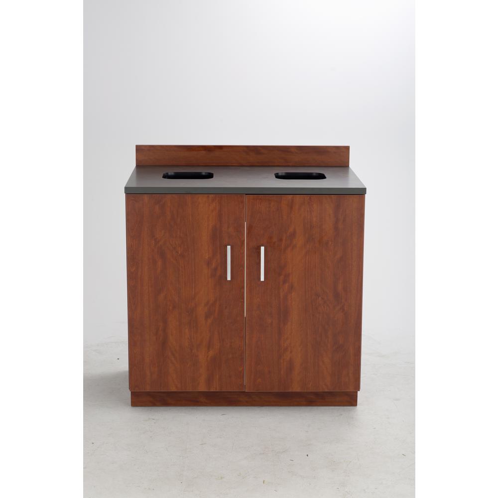 Hospitality Base Cabinet, Waste Receptacle Rustic Slate/Mahogany. Picture 3