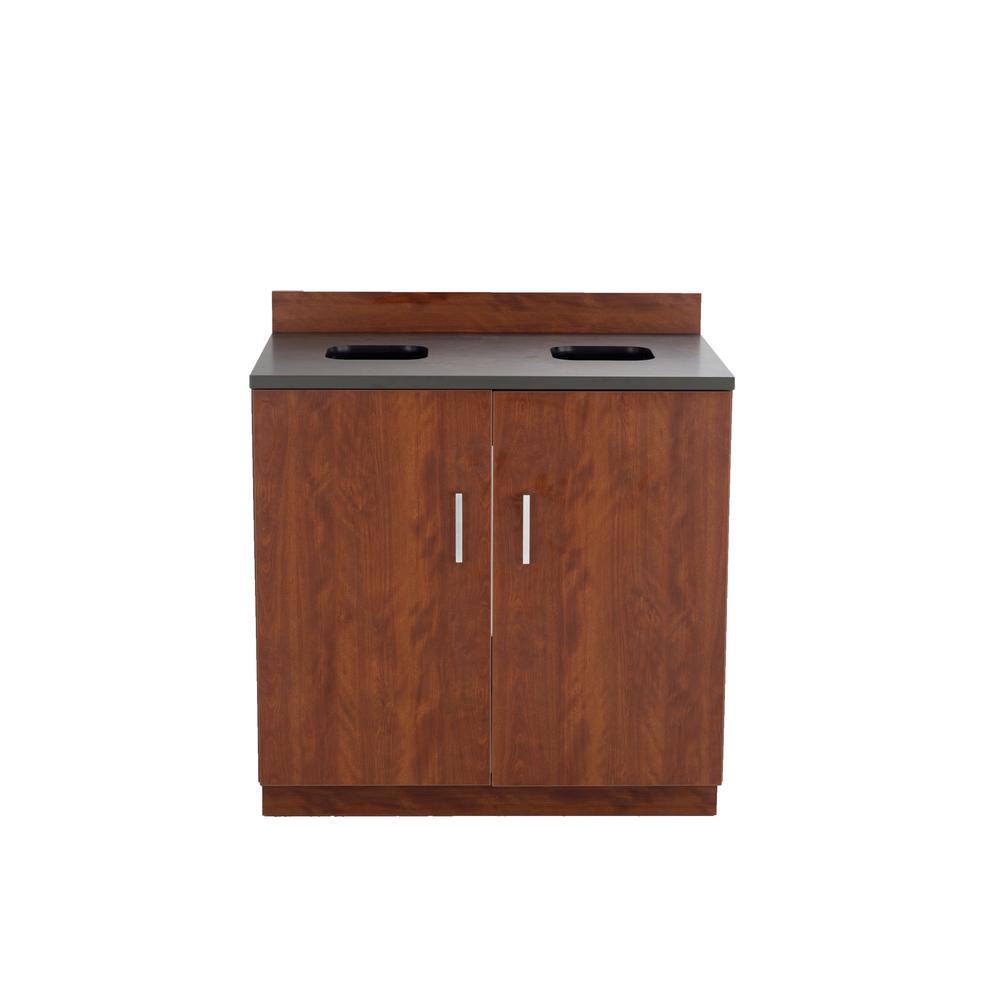 Hospitality Base Cabinet, Waste Receptacle Rustic Slate/Mahogany. Picture 4
