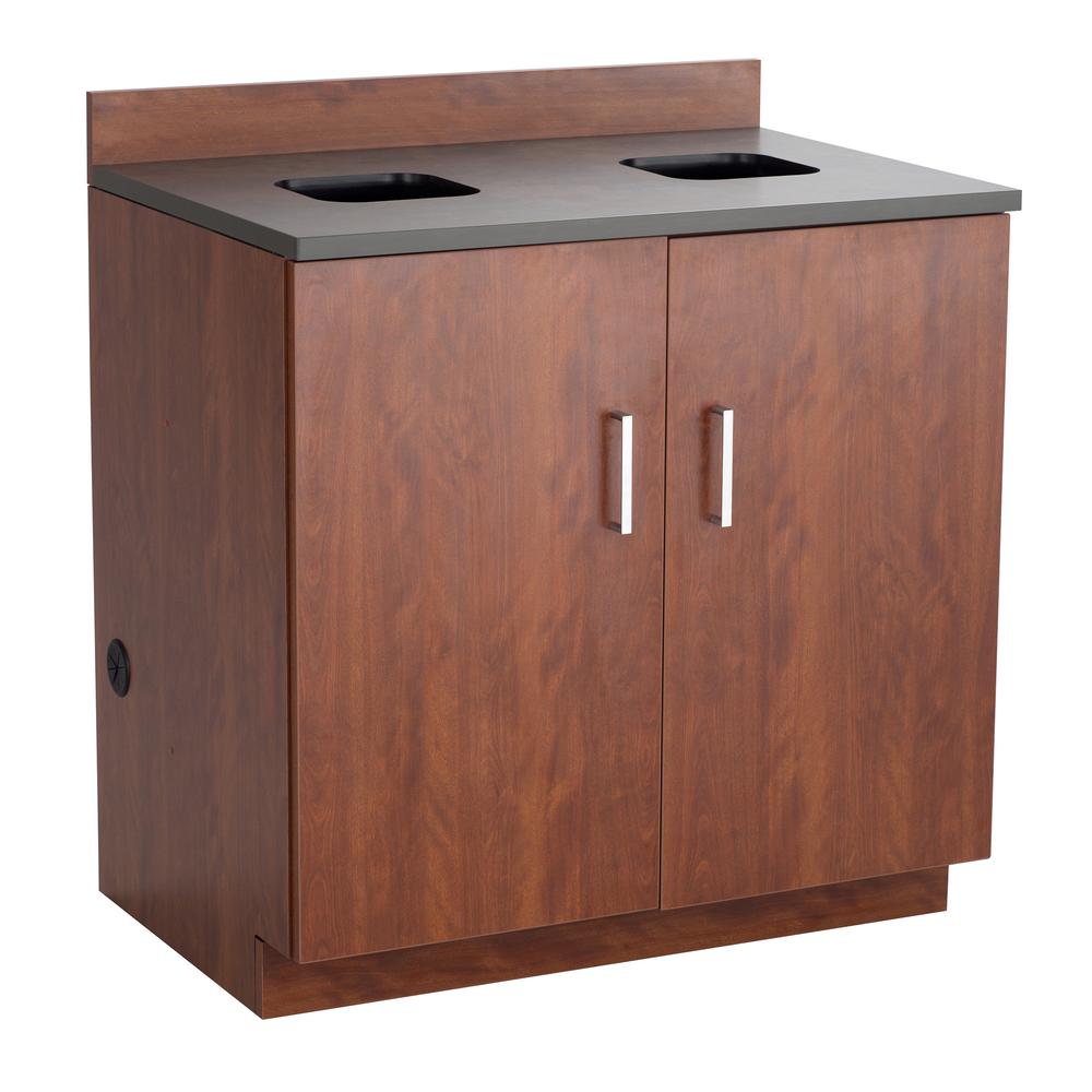 Hospitality Base Cabinet, Waste Receptacle Rustic Slate/Mahogany. Picture 2