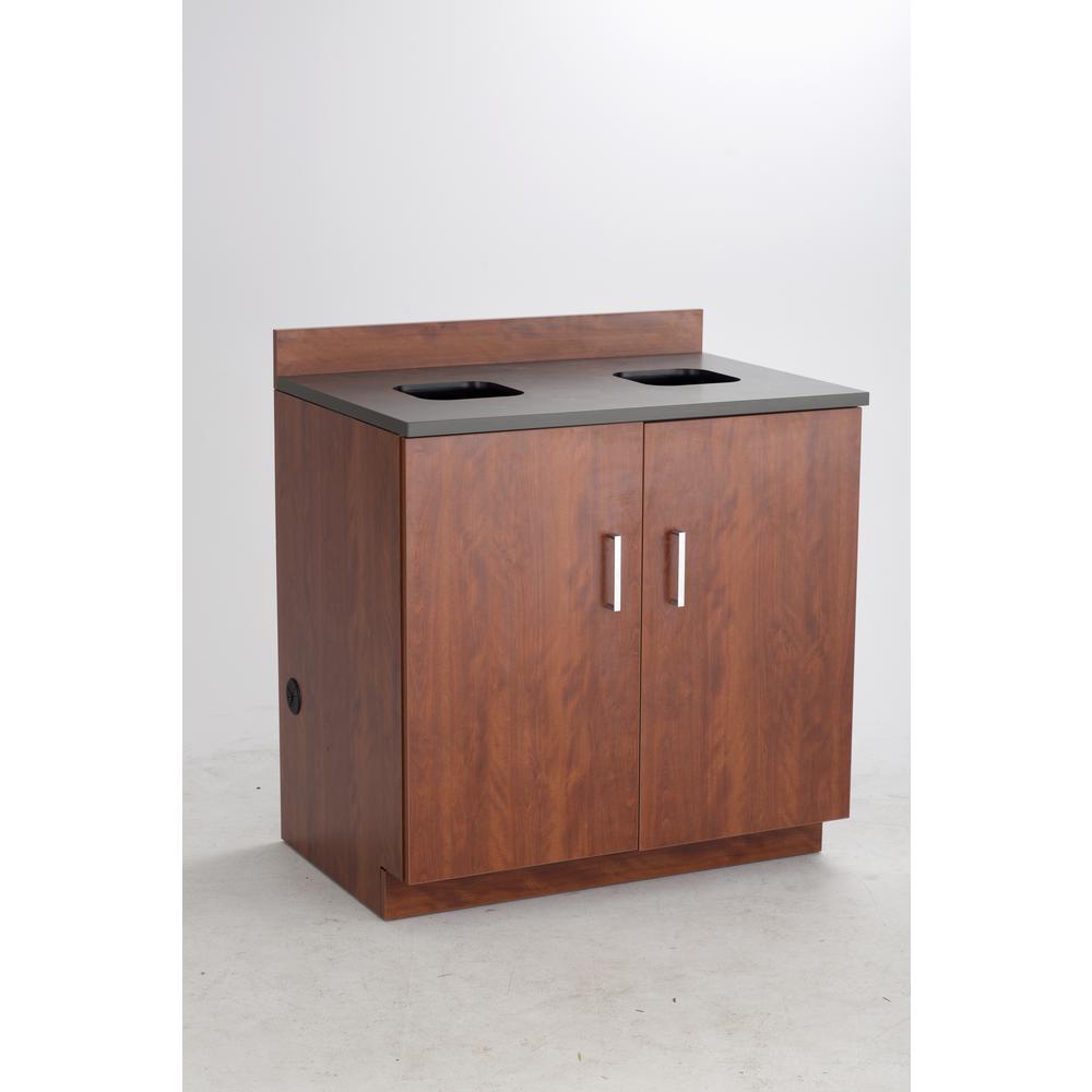 Hospitality Base Cabinet, Waste Receptacle Rustic Slate/Mahogany. Picture 5
