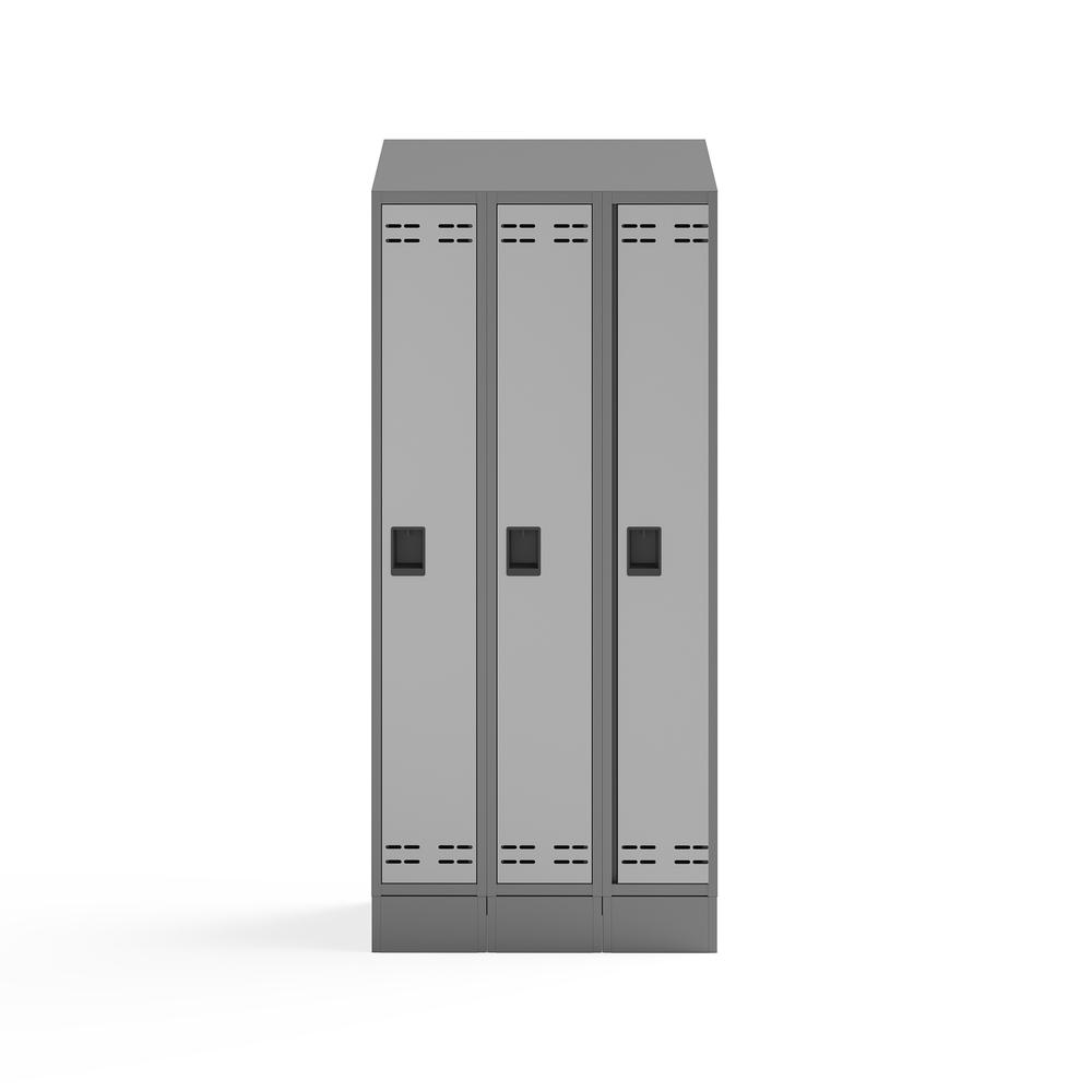 Triple Sloped Metal Locker Hood Addition 36"W x 18"D x 6"H - Gray. Picture 1