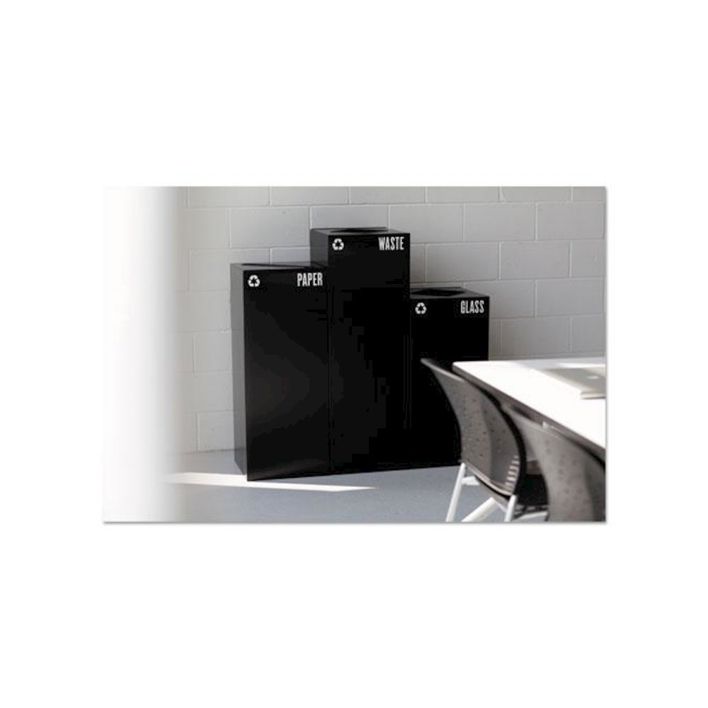 Public Square Recycling Receptacles, Paper Recycling, 42 gal, Steel, Black. Picture 1