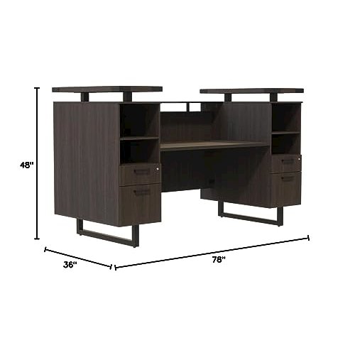Mirella™ Reception Desk with Glass Countertop Southern Tobacco. Picture 6