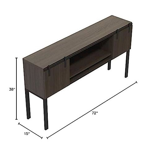 Mirella™ 72” Hutch with Sliding Wood Doors Southern Tobacco. Picture 4