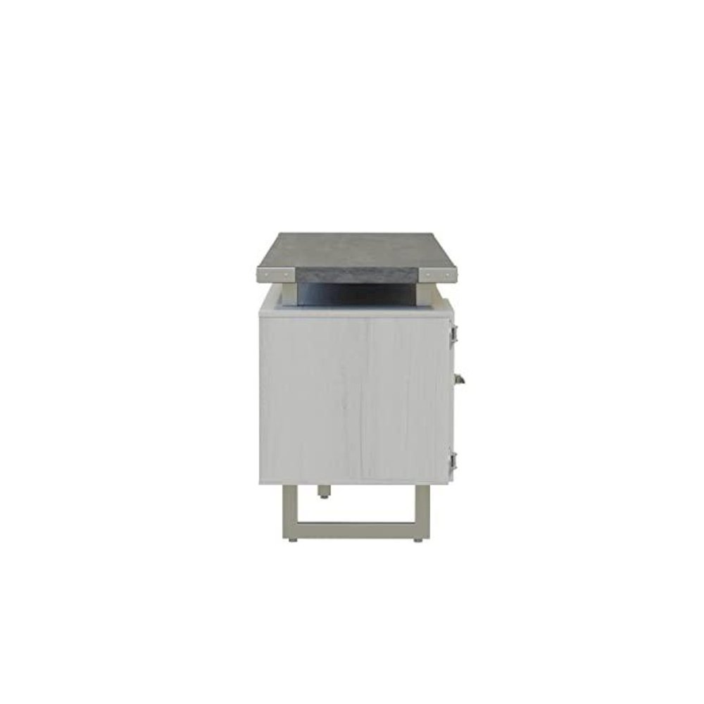 Mirella™ Low Wall Cabinet Glass Doors Stone Gray. Picture 6