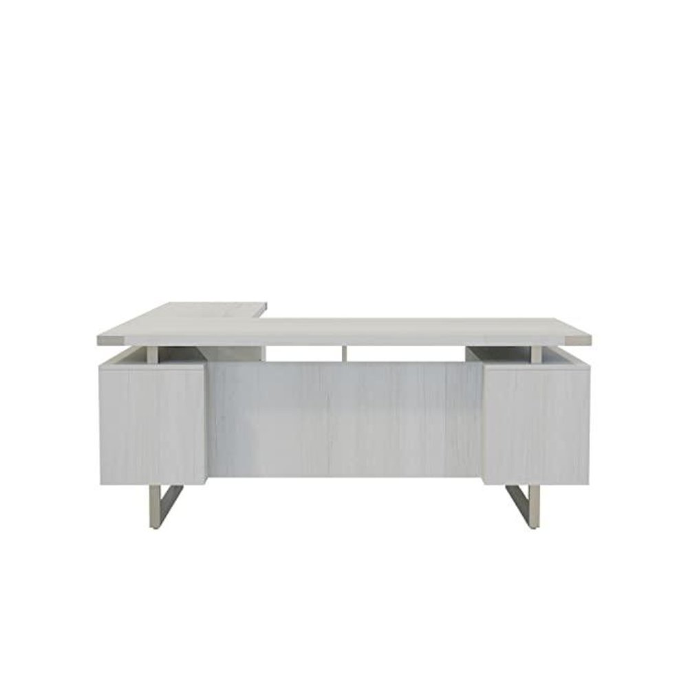 Mirella™ L-Shaped Configuration Desk, BBB/BF White Ash. Picture 2