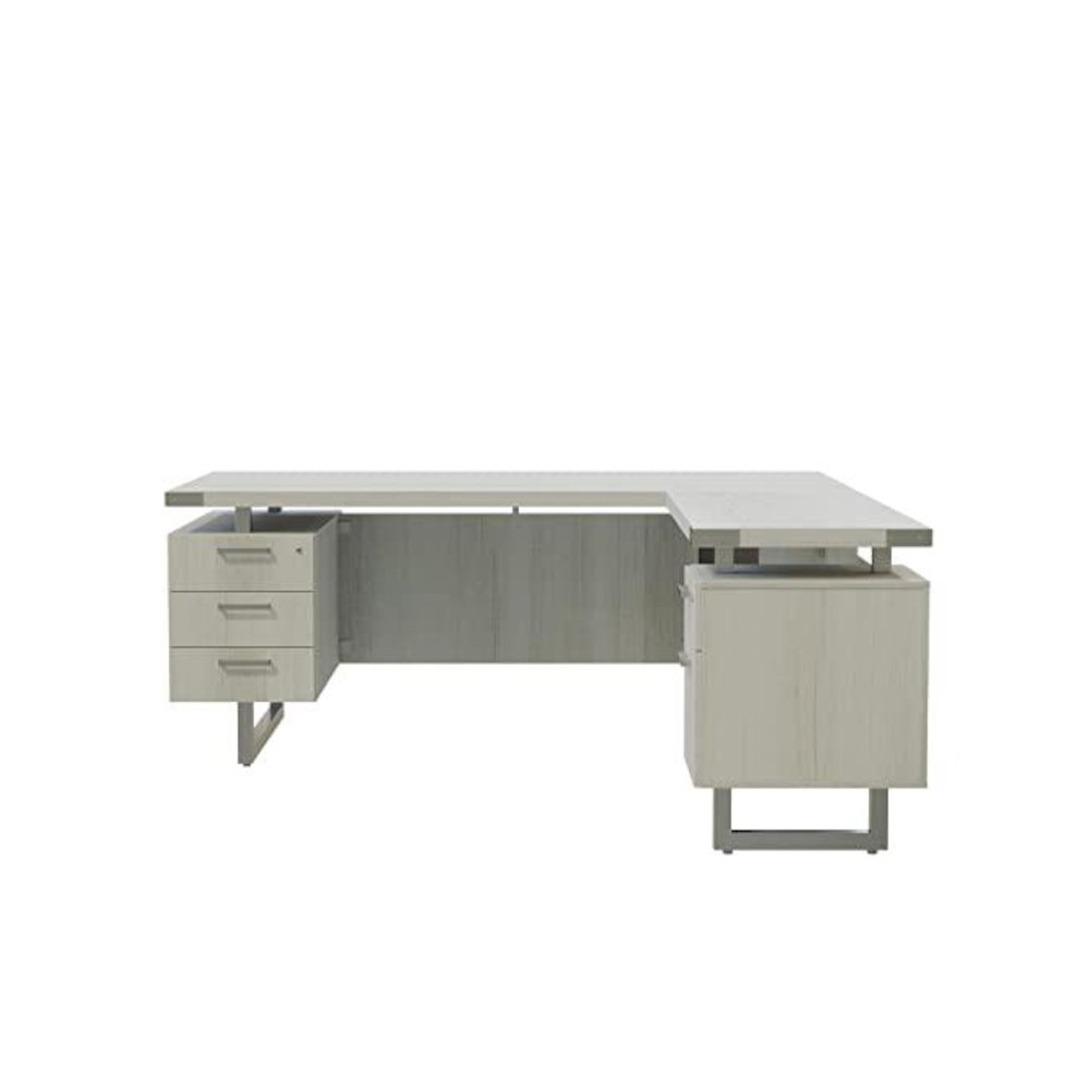 Mirella™ L-Shaped Configuration Desk, BBB/BF White Ash. Picture 3